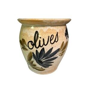 Vintage Clay Pottery Olives Jar Made in France